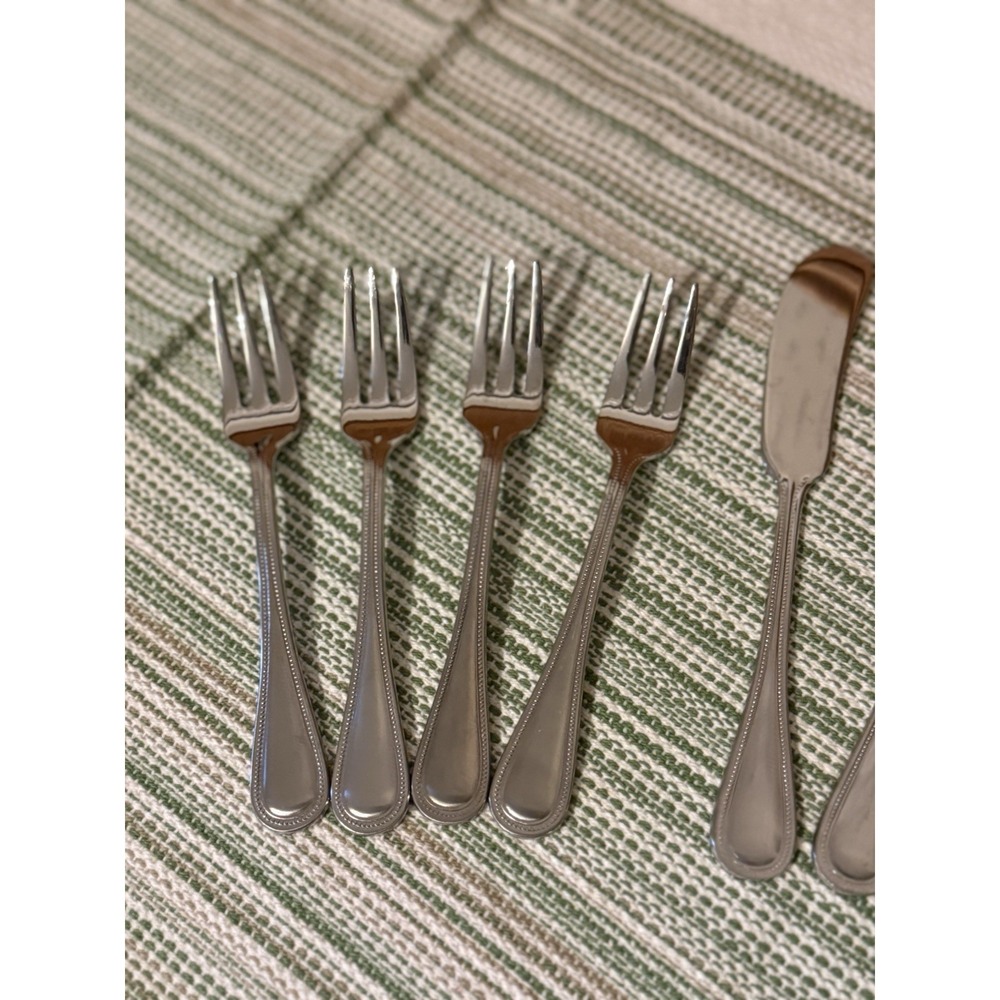 Towle Beaded 18/10 Stainless Steel 4 Forks 3 Butter Knives Cocktail Set Vietnam - Picture 4 of 8